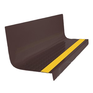 *(2L) TREAD HAS A 2&quot; SAFETY YELLOW ABRASIVE STRIP*           Roppe Raised Circular Vantage Design Stair Tread with Riser is PVC free and Red List chemical free.  Made in the USA, this tread meets FloorScore, NSF 332 Gold, and CHPS criteria.  Ribbed rubber inserts and custom strips can be added for extra traction or to aid the visually impaired. Treads fully comform with ASTM F-2169, Type TS. All Roppe Rubber Stair Treads are offered in the complete 70 color palette with coordinating rubber tile available.