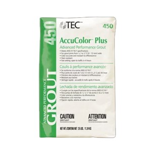 TEC AccuColor Plus is an advanced performance grout that delivers color consistent grout joints from 1/16&quot; to 1/2&quot; (1.6 - 12 mm) wide for both interior and exterior tile installations. AccuColor Plus is a fast setting grout that provides stain and efflorescence resistance for residential and commercial grout applications meeting ANSI A118.7 specifications.