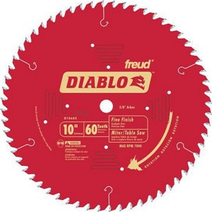 Ideal for trim carpenters - blade leaves a smooth finish that requires little to no sanding, Get the most out of chop style miter saws and table saws. High tooth count produces extremely smooth cuts while minimizing &quot;grabbing&quot; or blowout. Teeth: 60 Hi-ATB - Kerf: .098&quot;Hook Angle: 15 deg. - Arbor: 5/8&quot;
