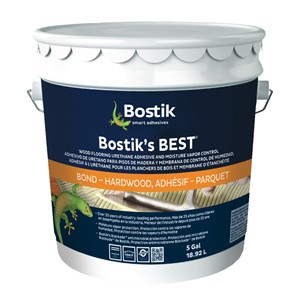Bostik&#39;s BEST is a high performance adhesive and moisture control membrane. Its superior properties provide a tough, flexible, tenacious bond to a variety of surfaces. Bostik&#39;s BEST high tacking formula exhibits exceptional green grab immediately after troweling, making installation easier and more secure. This adhesive has low VOC&#39;s (measured per EPA Method 24) and does NOT contain any water. Bostik&#39;s BEST contains Bostik&#39;s BLOCKADE antimicrobial protection, which inhibits the growth of bacteria, mold, or mildew on the surface of the dried adhesive.
