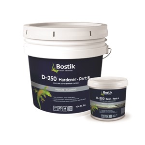Bostik D-250 is a high performance, rapid drying, water-based, penetrating epoxy formulated to dramatically reduce moisture vapor transmission and surface alkalinity from substrates. D-250 is a low odor, non-flammable, 2-part system. It is pigmented green for visual indication of coverage and film thickness during the installation process. D-250 is a one or two coat solution depending on conditions