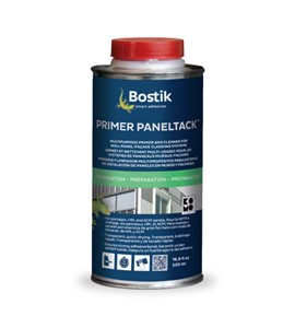Primer PanelTack is a multi-purpose cleaner and primer that is part of the complete Bostik PanelTack wall panel and fa&#231;ade cladding system. Primer PanelTack is used to clean and prime the back of fa&#231;ade and decorative panels, and on aluminum and stainless steel support constructions, for both interior and exterior applications. With high coverage and a quick 10-minute drying time, Primer PanelTack is suitable for use with various panels and wall cladding materials, including high-pressure laminate (HPL), aluminum composite materials (ACM), porcelain, ceramic, and other natural materials. The complete PanelTack System includes Primer PanelTack, PanelTack FoamTape, PanelTack HM and other PanelTack primers. Please refer to each product’s Technical Data Sheet for a comprehensive list of approved substrates.