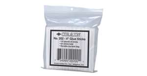 These glue sticks are 4 inches long and have the standard 7/16&quot; diameter for use in glue guns that take this standard size stick (including Crain No. 203, No. 204 and No. 207 Glue Guns). They come in a resealable heavy-duty clear plastic bag for storage in the tool box. Melted glue temperatures from the glue gun are very hot, up to 400&#176;F. Users should avoid contact with hot melted glue and keep out of the reach of children.