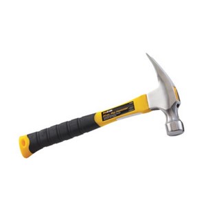 This 20 oz. claw hammer is good for hammering down and pulling up tack strip. Forged steel head is induction hardened and includes a magnetic nail holder for starting nails in hard to reach places. The durable fiberglass handle is jacketed for overstrike protection and includes a contoured gripping surface.
