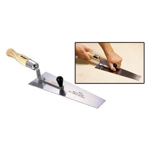 This hand undercutting saw has a heavy-duty wood handle, steel bracket, and replaceable 12&quot; blade. The trapezoidal high carbon steel blade includes a row of 10 point teeth on both sides. The saw includes a front knob for working with both hands to increase cutting power. Good for undercutting wood door jambs by hand.
