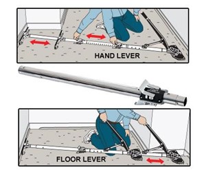The top hand lever permits fast extension or retraction of the tail. The bottom floor lever unlocks when the stretcher head is lifted off the floor, allowing the head to be extended or retracted. Reduces back twisting necessary to activate the buttons of an Auto-Lok tube. Works with other Junior Power Stretchers with standard size poles (1 3/4&quot; inside diameter). Closed length: 2 foot 10 inches. Range of useful length adjustment: 2 foot 10 1/2 inches to 4 foot 8 inches. Net weight: 7.82 lbs.