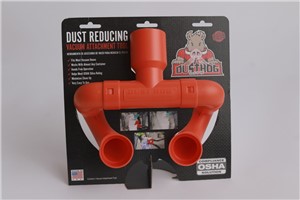 The Dust Hog is a patent-pending, commercial-grade, vacuum hose attachment tool that was invented by a professional contractor to help reduce the amount of respirable, crystalline, silica dust generated on job sites when mixing powdered materials. When properly used it will assist contractors with meeting stringent OSHA regulations.