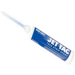 Jet-Tac is a two-part, quick set epoxy formulated to provide superior holding power. A minimal amount of Jet-Tac provides superior bonding to concrete or wood; allowing full power stretching within two hours. Designed primarily for tack strip installation on concrete and wood, Jet-Tac works well for cove moulding, carpet shims, carpet repair, transitions, ceramic and metal bonding to concrete or wood.