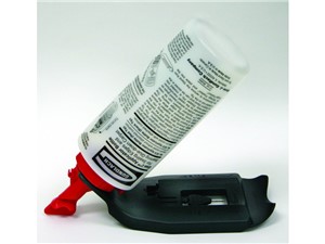 The Glue2™ Applicator System is designed to seal carpet edges in direct glue-down and double glue-down carpet seams. The Applicator Tip simultaneously applies pressurized glue to both edges of the carpet and the patented design prevents glue from rising into the pile. A Support Stand is supplied to assure proper glue placement and allow the use of both hands during edge sealing. The Glue 2™ Applicator System can be used with water soluble or solvent based glues as recommended by the carpet manufacturer. A break-away stainless steel Stopper Pin is molded into the Support Stand and can be stored in the C-shaped slot on the Tip. Supplied empty, the 12 oz. plastic squeeze Bottle has illustrated and printed usage instructions.