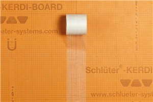 Schluter-KERDI-BOARD-ZSA is an adhesive tape for reinforcing the joint areas of KERDI-BOARD panels where waterproofing is not required.