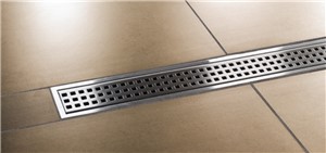 The Schluter-KERDI-LINE is a low profile linear floor drain specifically designed for bonded waterproofing assemblies. KERDI-LINE can be installed adjacent to walls or at intermediate locations in showers, wet rooms, and other applications that require waterproofing and drainage. KERDI-LINE-STYLE is available in three stylish options: Floral, Curve, and Pure. Create curbless, open-concept spaces. Floors can be sloped on a single plane to KERDI-LINE, enabling the use of large-format tiles. Channel body is made of formed stainless steel and features a KERDI collar to create a securewaterproof connection. Off-set and center outlets available. Accommodates all common thicknesses of ceramic tiles and stone coverings. Available used with the KERDI-LINE-FC to create a seamless look in applications where multiple drains are installed end-to-end.