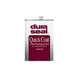 DuraSeal Quick Coat Penetrating Finish is a semi-transparent stain formulated to seal, color and provide exceptional durability when used on bare wood and masonry surfaces. This rich blend of oil and resin gives hardwood floors a soft, satiny sheen. Its unique formulation provides a surface that can be topcoated in two hours. DuraSeal Quick Coat Penetrating Finish is available in existing DuraSeal colors as well as many Certified Minwax colors. It can be used with or without a finish coat, and is compatible with all DuraSeal water-borne and oil-modified finish systems.