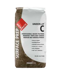 Underlay C provides an optimal surface for floor coverings such as vinyl, resilient tile, carpet, stone, ceramic and quarry tile. It is also exceptional for concrete surface repairs. Underlay C is ideal for achieving a slope base foundation for drainage in showers, drainage under exterior elastomeric deck coatings, or any floor requiring slope for drainage purposes.