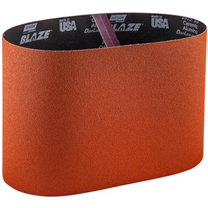 Engineered with a super-sharp premium ceramic grain, Blaze R975 coarse grit cloth floor sanding belts cut fast with unsurpassed longevity and are extremely effective for pre-finish floor sanding. The open-coat-grain design keeps loading to a minimum during aggressive cutting to allow efficient sanding through multiple layers of tough coatings. Featuring a super-strong and flexible, antistatic, poly-cotton backing, these belts improve tracking and versatility and minimize dust accumulation to keep your machines cleaner for a longer period of time.