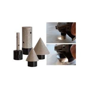Advanced vacuum brazed bits are manufactured with superior quality diamonds for fast reaming speeds and long life. The diamond beveling bits are designed to enlarge, shape, trim and finish the existing holes in porcelain, tile, marble, ceramic, granite, etc.