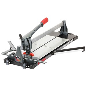 Professional manual 28&quot; tile cutter. Equipped with whells and a carrying handle for easy transport.