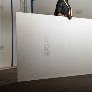 These Fire-Retardant, fabricbacked, poly sheets are 48” x 96” and designed with support pockets, creating high-compression protection, spreading the load of objects and machinery across the entire surface of the product. The fabric-backing prevents scratches against the finished surface while the textured face promotes grip. The product’s formulation will allow the product to resist warping, even when exposed to direct sunlight or external environments. Poly Board can be used for virtually any job. It is tough enough to withstand forklift and other jobsite machinery, yet light enough to be used for vertical applications.