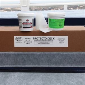 Protecto Deck, waterproof membrane for exterior decks, protects roof deck surfaces from costly water damage. The system’s nominal 70 mil membrane and liquid detailing serve as your primary roof deck waterproofing in an installer friendly application. Its peel and stick application with a fabric top coating makes an excellent bonding surface for latex modified thin-set mortars.