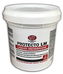 Protecto LM is a thin, flexible, load bearing waterproofing system which consists of an elastomeric latex compound that when used along with a reinforcing fabric, combines to form a seamless waterproof barrier under ceramic tile and stone installations. For use under all ceramic tile and stone installations where a waterproof surface is required. Ideal for all wet areas such as bathrooms, showers, spas and steam rooms, fountains pools, countertops, etc. Suitable substrates include interior or exterior surfaces of concrete, concrete block and masonry, cement mortar beds, cement backer units, existing surfaces of ceramic tile or terrazzo, gypsum wallboard (walls only, in approved application areas only) and exterior-grade plywood (for interior residential floors and countertops in dry areas only).