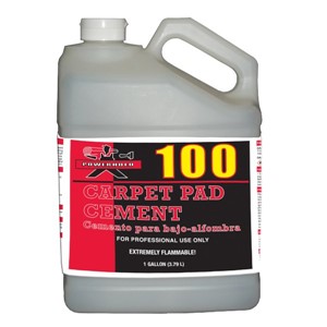 Powerhold 100 Carpet Pad Adhesive is an Extremely Flammable solvent based pad adhesive that is recommended for permanently fastening carpet padding over any approved flooring surface. PH 100 has good initial tack and high strength to prevent movement of padding during stretching or subsequent use.