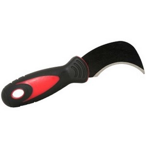 This professional quality knife is manufactured with high carbon steel and is designed to cut linoleum and vinyl sheet material, as well as a &quot;tucking knife&quot; for carpet.  The handle is soft and ergonomic.