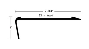 Safety stair nosing for use with bare floor stairs. Tredsafe anti-slip inserts availabe. Anodized finish for durability. Pre-drilled and counter-sunk holes for4 screws 82 degrees.