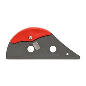 Made from anodized steel, this tool is designed to cut carpet along a row and has one blade at 30? on each side to cut closer to the nap for a cleaner seam.  The handle has a wider design for comfort and stability, and the bottom is designed to stay in the row. The blade is adjustable using the handy thumb screw.