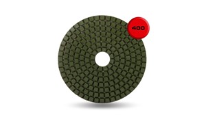 RUBI polishing pads are specially designed for wet work on surfaces of natural stone, especially granite and marble and cured concrete. The RUBI range of polishing pads for wet work consists of different grits: 50, 100, 200, 400, 800, 1500 and 3000. All of them identified and color coded for quick and easy identification.

50 and 100 grit polishing pads are for initial work when a larger grit size is necessary and maximum working speed should not exceed 4,500 rpm. The 200, 400 and 800 grit polishing pads are for medium buffing and their maximum speed is 4,500 rpm. The 1500 and 3000 grit polishing pads are the finest and recommended for final polishing work. Their maximum operating speed should not exceed 4,500 rpm.