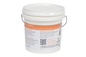 Schluter-PRIMER-U is a ready-to-use universal primer used to enhance adhesion of mortars for hard-to-bond substrates such as gypsum underlayment, existing tile, terrazzo, steel (e.g. raised access panels), flooring adhesive residue, concrete with curing compounds, latex paint, and glass tile.