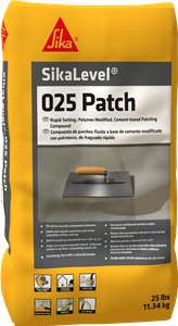 SikaLevel-025 Patch is a fast drying, self-curing, polymer-modified, cement-based patching compound that rapidly develops high compressive strength. Use for smoothing, leveling, patching, and filling cracks, holes and voids in concrete and approved wood underlayments prior to the installation of floor coverings. From featheredge to 1/2&quot; floor coverings can be installed 1 hour after application. Mix with Sika Latex R to use as an embossing leveler or patch over properly prepared vinyl sheet goods, vinyl composition tile (VCT), cement terrazzo, and residual cutback adhesive surfaces.