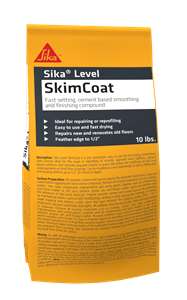 Sika Level SkimCoat is a one-component, easy to use and fast drying, cementitious skim mortar ideal for the repair or reprofiling of concrete, approved wood subfloors, and correctly prepared ceramic or quarry tiles before the installation of Sika Level products or final floor coverings. Can be installed as a true featheredge as well as filling voids and leveling defects up to 1/2&quot; (13 mm) in depth.