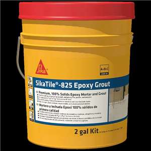 SikaTile&#174;-825-Epoxy Grout is a 3-component, 100% solids epoxy compound developed for sanitary applications. SikaTile&#174;-825 Epoxy Grout can be used for setting and grouting ceramic tile, quarry tile, pavers, and mosaics on horizontal and vertical surfaces. SikaTile&#174;-825 Epoxy Grout is an excellent setting material for moisture-sensitive and resin-backed tile or stones such as, black, red, and green marbles and metal-backed stone medallions. Use in commercial breweries, dairies, food processing facilities, distilleries, commercial and residential kitchens, bathrooms, and pools. It produces a high-strength mortar and grout that is stain resistant, impermeable, and chemical and shock-resistant.