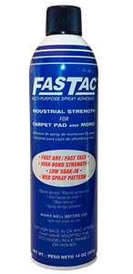 TRAXX&#39;s FasTac is a mutli-purpose, fast drying, fast tack, low soak-in and high bond strength adhesive. FasTac? is especially formulated to bond polyethylene to itself, concrete block, wood and many hard-to-bond surfaces. It may also be used to bond paper, cardboard, fabric, urethane foam, foil, metal, wood, and most plastics to itself and a variety of other substrates, including carpet pad to underlayment. It is also ideal for label applications. It may be used either for permanent or temporary bonds