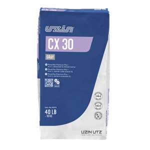 UZIN CX 30 is an advanced-professional quality, special cement-based, polymer-modifi ed non-sag mortar for the installation of most porcelain, ceramic, quarry, glass, mosaic and natural stone in interior, exterior, freeze / thaw and immersion conditions. UZIN CX 30 can also be used for applications involving uncoupling membranes and UZIN waterproof membranes.