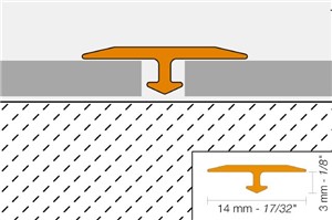 Schluter-VINPRO-T is designed to provide transitions between same-height resilient floor coverings, (e.g., LVT) primarily in retrofit applications.