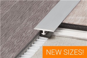 Schluter-VINPRO-T is designed to provide transitions between same-height resilient floor coverings, (e.g., LVT) primarily in retrofit applications.