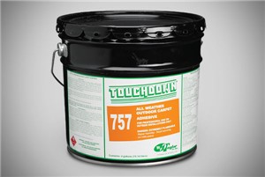 757 is an all-weather adhesive specially made for the permanent exterior installation of outdoor carpets, excluding vinyl-back and urethane unitaries.