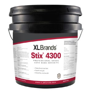 Stix 4200 is a light-colored and solvent-free acrylic adhesive designed to bond most vinyl and rubber cove base on clean, dry interior walls. Stix 4200 has the powerful wet strength needed to hold cove base firmly to the wall until it dries. The fast-setting formula provides a durable impact-resistant bond. Stix 4200 is non-staining and compatible with most common manufactured brands of vinyl and rubber cove base.